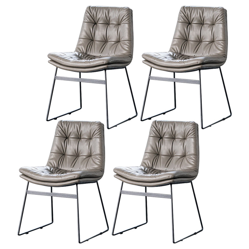 Nordic Upholstered Armless Dining Chairs Metal Legs Solid Back Chair for Home Use