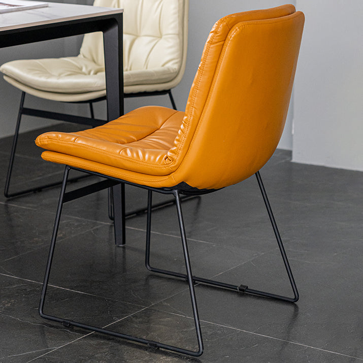 Nordic Upholstered Armless Dining Chairs Metal Legs Solid Back Chair for Home Use