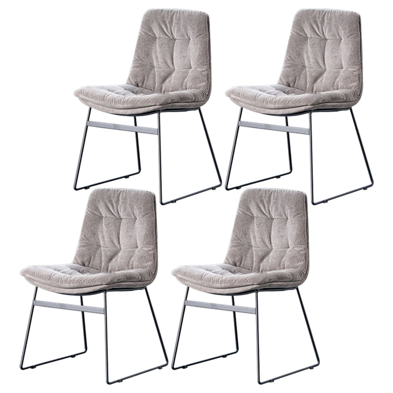 Nordic Upholstered Armless Dining Chairs Metal Legs Solid Back Chair for Home Use
