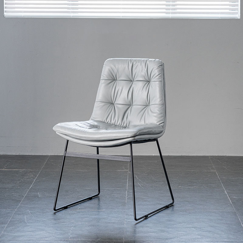 Nordic Upholstered Armless Dining Chairs Metal Legs Solid Back Chair for Home Use