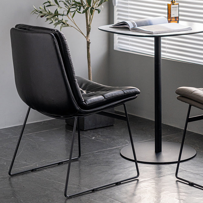 Nordic Upholstered Armless Dining Chairs Metal Legs Solid Back Chair for Home Use