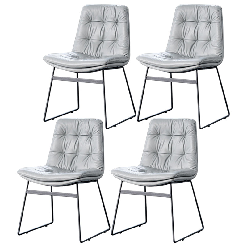 Nordic Upholstered Armless Dining Chairs Metal Legs Solid Back Chair for Home Use
