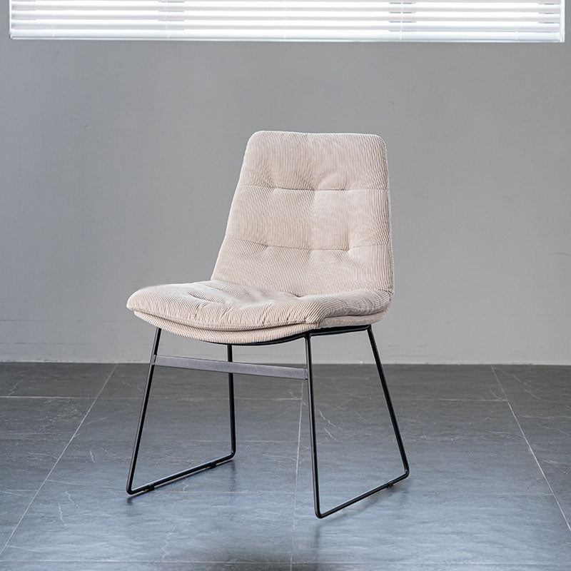 Chaises de salle à manger nordiques rembourrées sans accoudoirs, pieds en métal, dossier solide, pour usage domestique