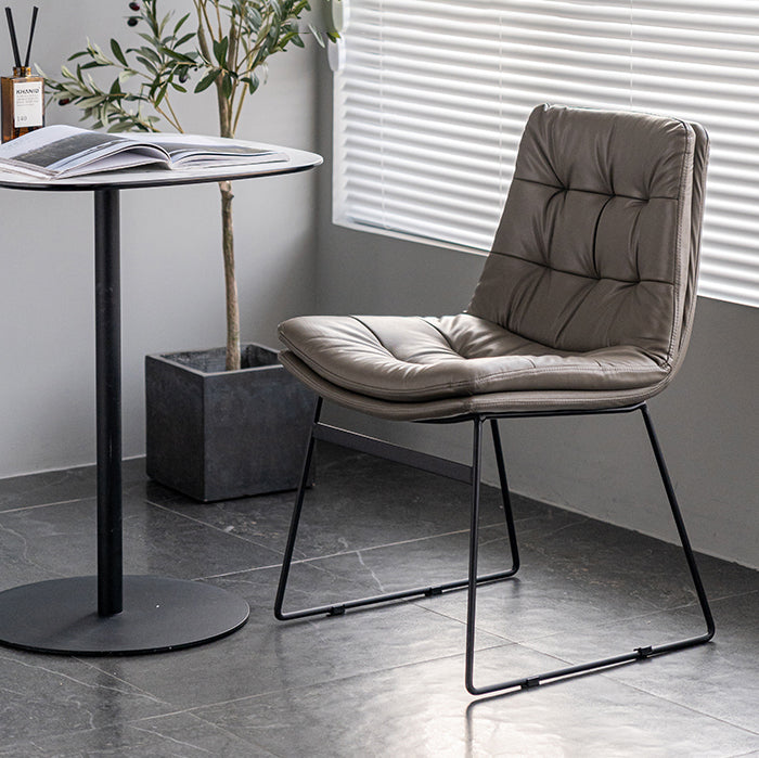 Nordic Upholstered Armless Dining Chairs Metal Legs Solid Back Chair for Home Use