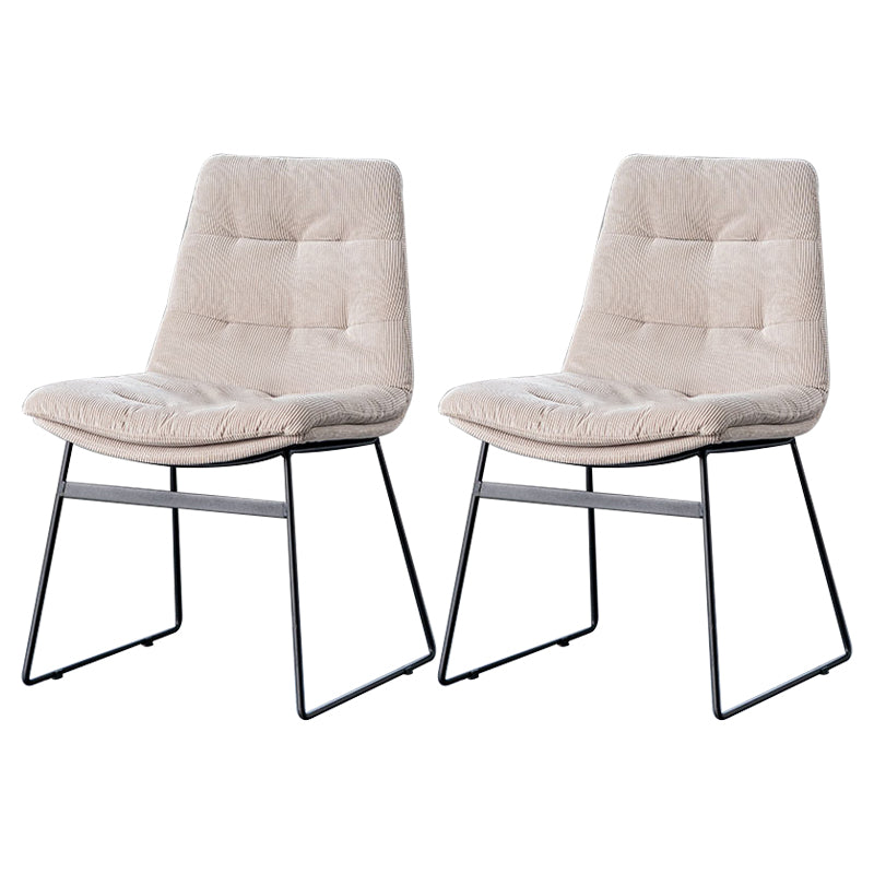Nordic Upholstered Armless Dining Chairs Metal Legs Solid Back Chair for Home Use