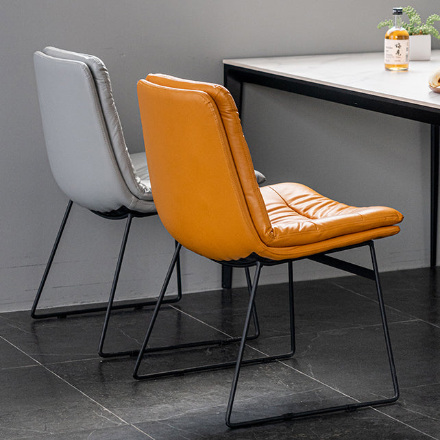 Nordic Upholstered Armless Dining Chairs Metal Legs Solid Back Chair for Home Use