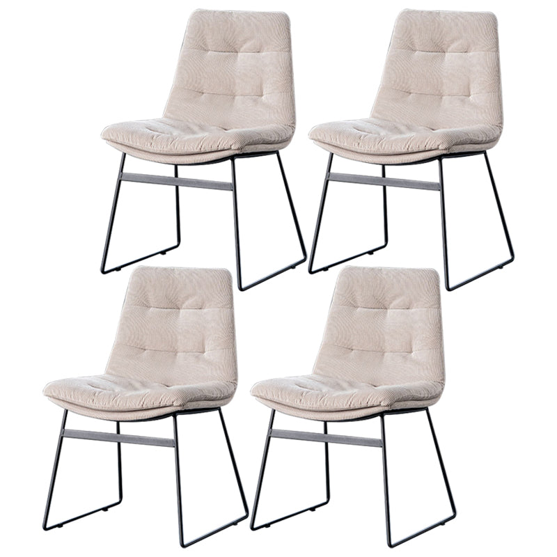 Nordic Upholstered Armless Dining Chairs Metal Legs Solid Back Chair for Home Use