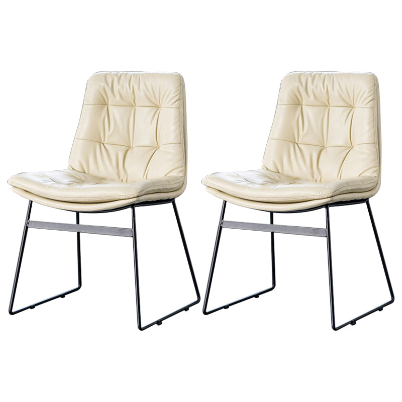 Nordic Upholstered Armless Dining Chairs Metal Legs Solid Back Chair for Home Use