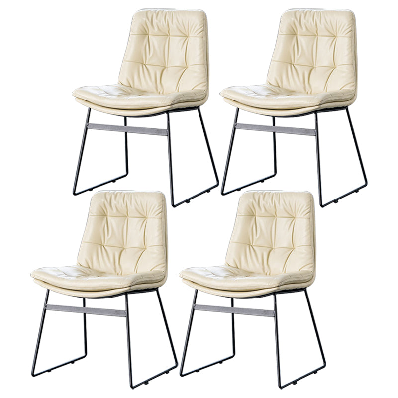 Nordic Upholstered Armless Dining Chairs Metal Legs Solid Back Chair for Home Use