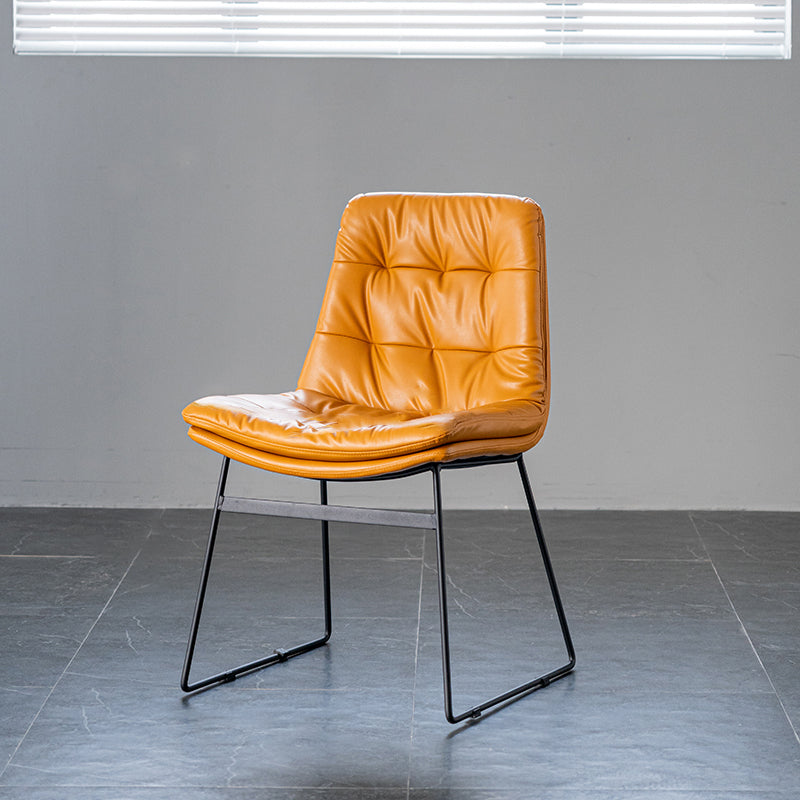 Chaises de salle à manger nordiques rembourrées sans accoudoirs, pieds en métal, dossier solide, pour usage domestique