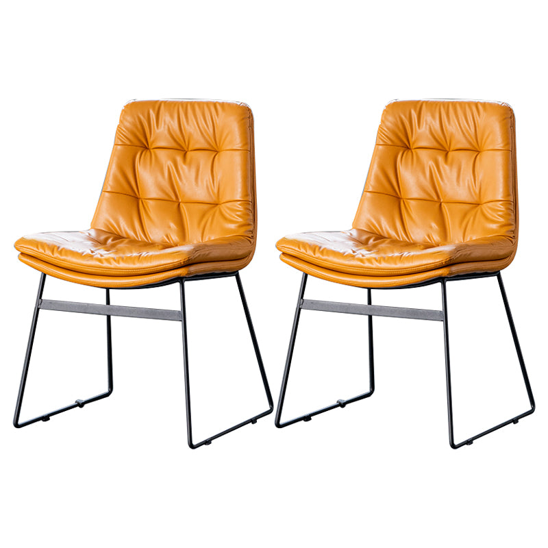 Nordic Upholstered Armless Dining Chairs Metal Legs Solid Back Chair for Home Use