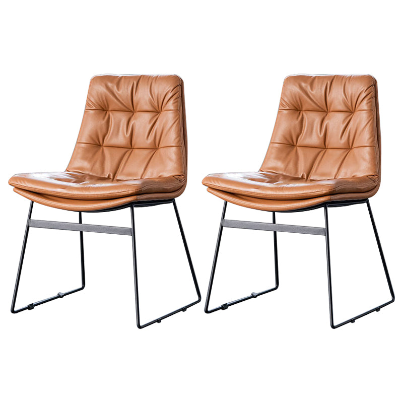 Nordic Upholstered Armless Dining Chairs Metal Legs Solid Back Chair for Home Use