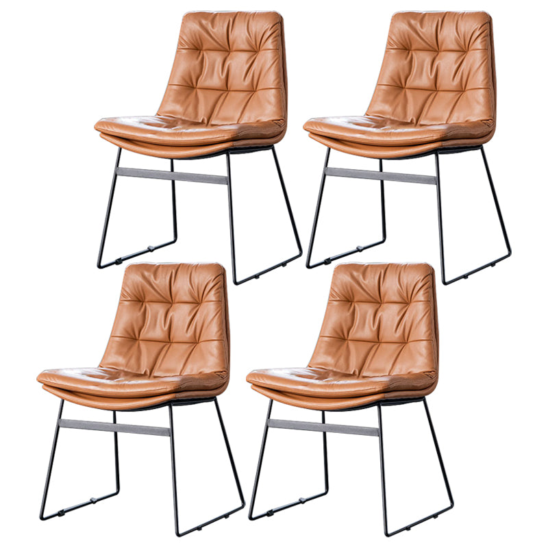 Nordic Upholstered Armless Dining Chairs Metal Legs Solid Back Chair for Home Use