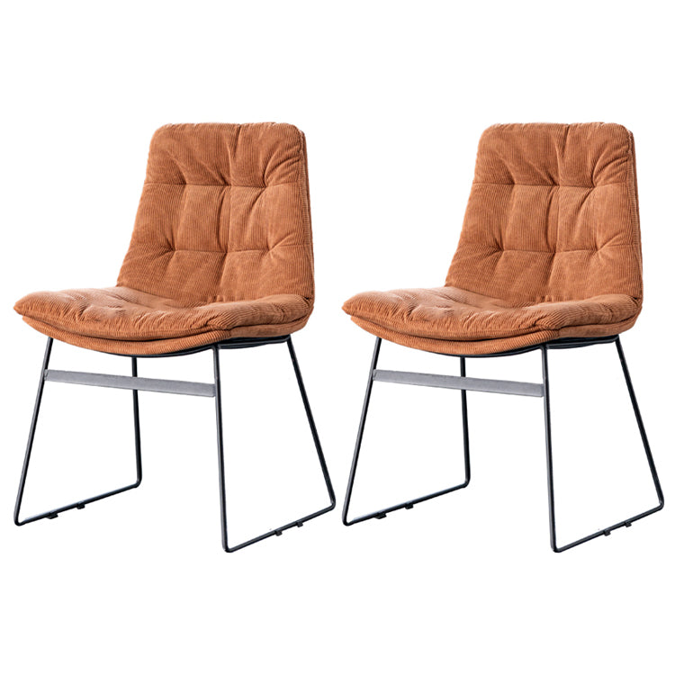 Nordic Upholstered Armless Dining Chairs Metal Legs Solid Back Chair for Home Use