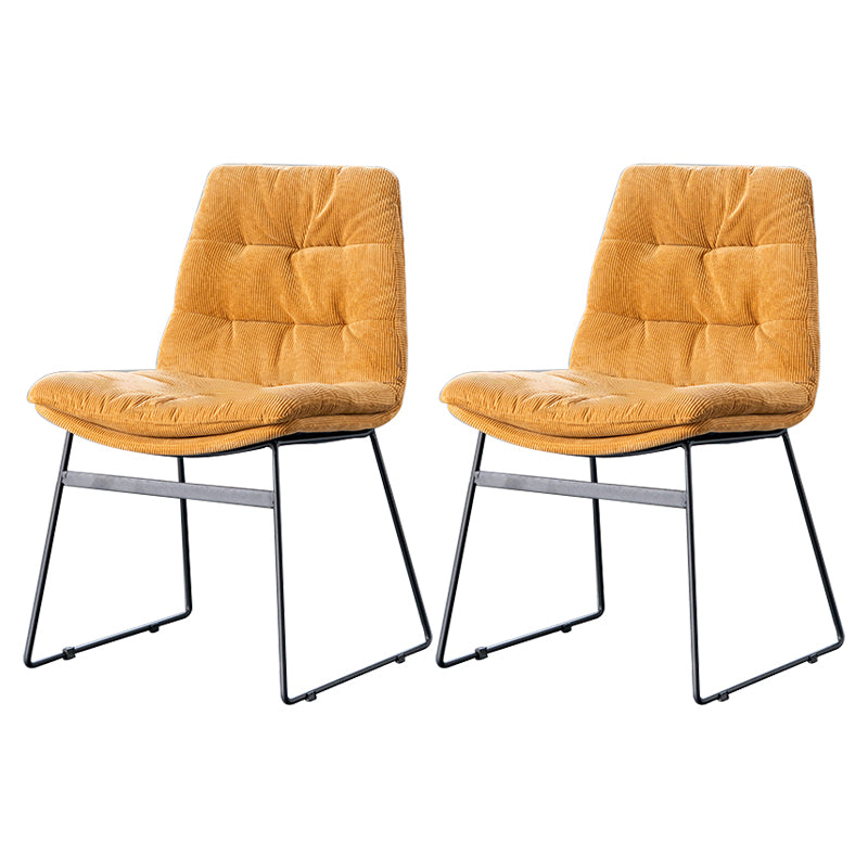 Nordic Upholstered Armless Dining Chairs Metal Legs Solid Back Chair for Home Use