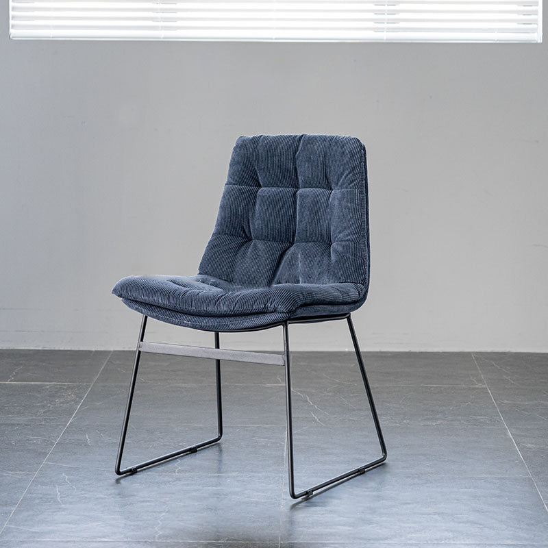 Nordic Upholstered Armless Dining Chairs Metal Legs Solid Back Chair for Home Use