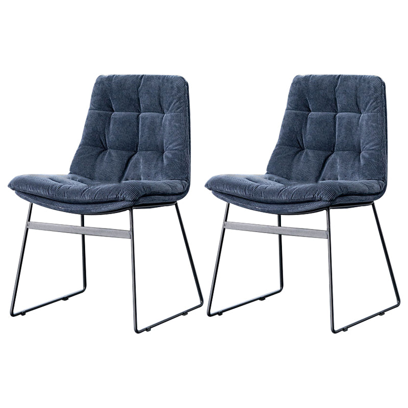 Nordic Upholstered Armless Dining Chairs Metal Legs Solid Back Chair for Home Use