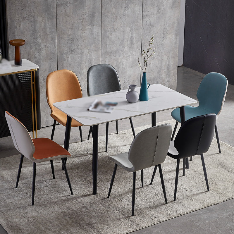 Contemporary Metal Dining Room Chairs Wingback Side Armless Chair for Home Use