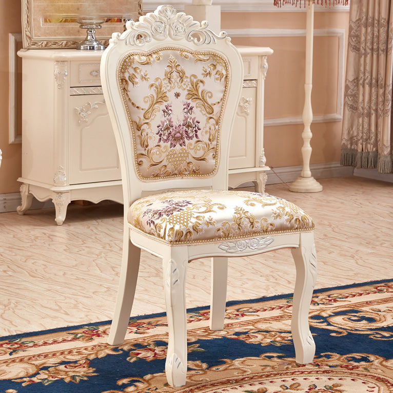 Chaise latérale rembourrée de restaurant de style européen, chaise de salle à manger blanche ouverte
