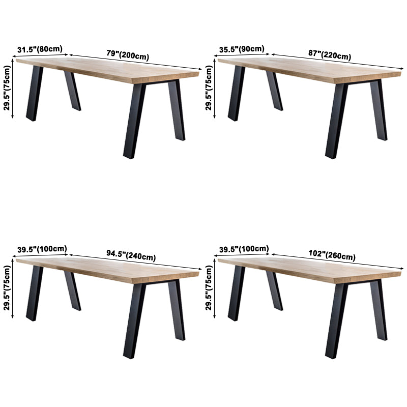 Solid Wood Brown Tone Dining Table Industrial Style 4 Legs Table for Dining Room