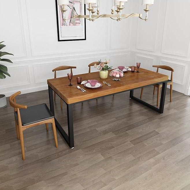 Rectangle Dinette Table Industrial Solid Wood Dinner Room Kitchen Table for Indoor