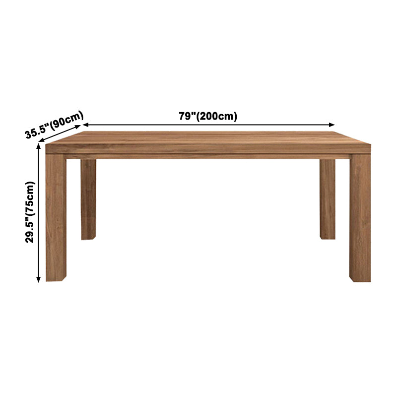 Modern Solid Wood Khaki Dining Table Rectangle Kitchen Dining Table with 4 Legs Base