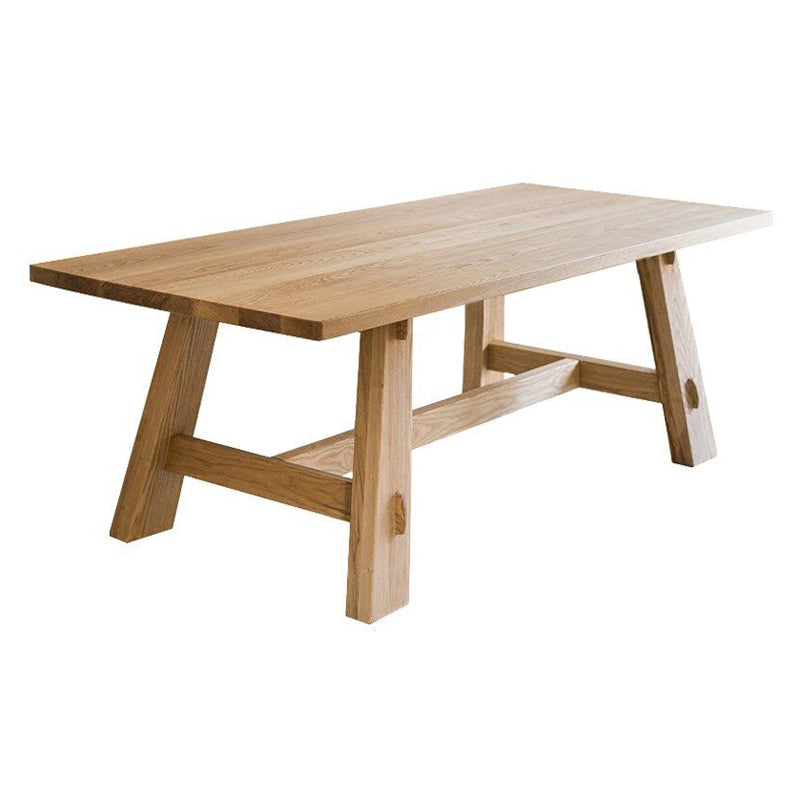 Pine Wooden Rectangle Table Modern Dining Table with Trestle Base for Restaurant