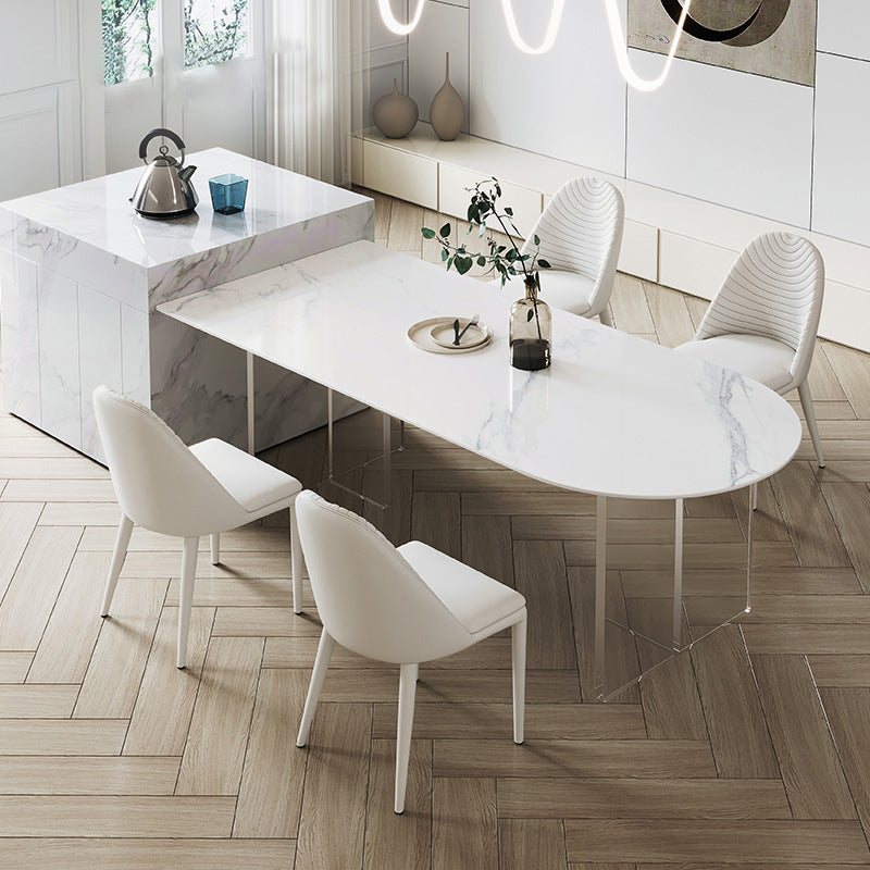 Acrylic Contemporary Free Form Dining Table Sintered Stone Top Table for Dining Room