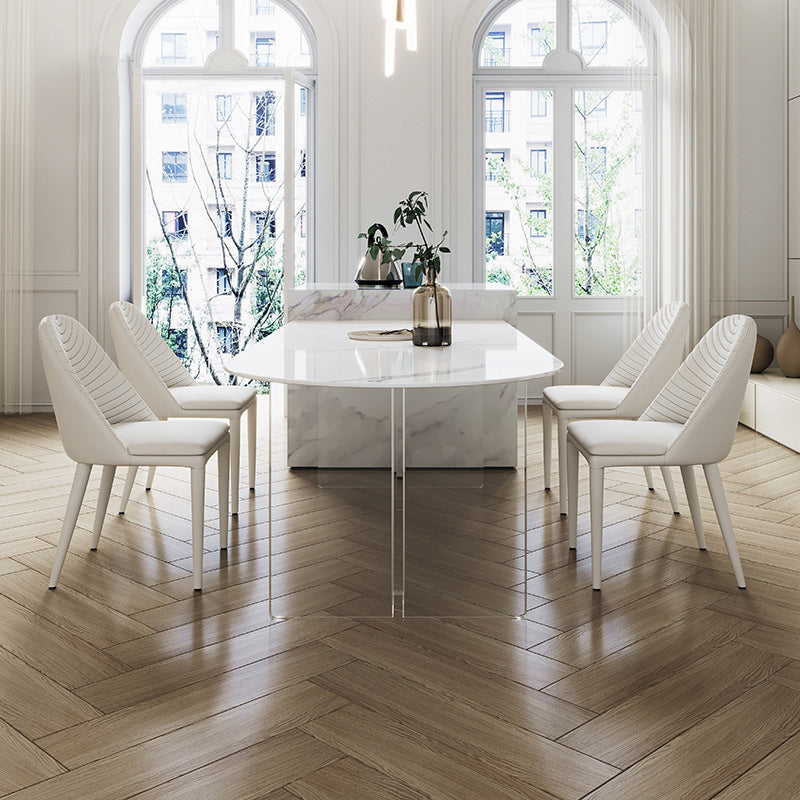 Acrylic Contemporary Free Form Dining Table Sintered Stone Top Table for Dining Room