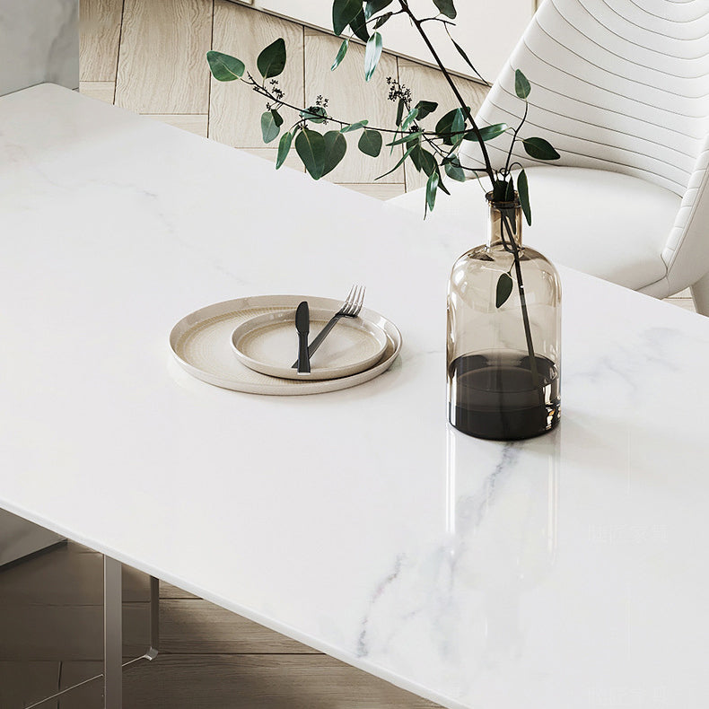 Acrylic Contemporary Free Form Dining Table Sintered Stone Top Table for Dining Room