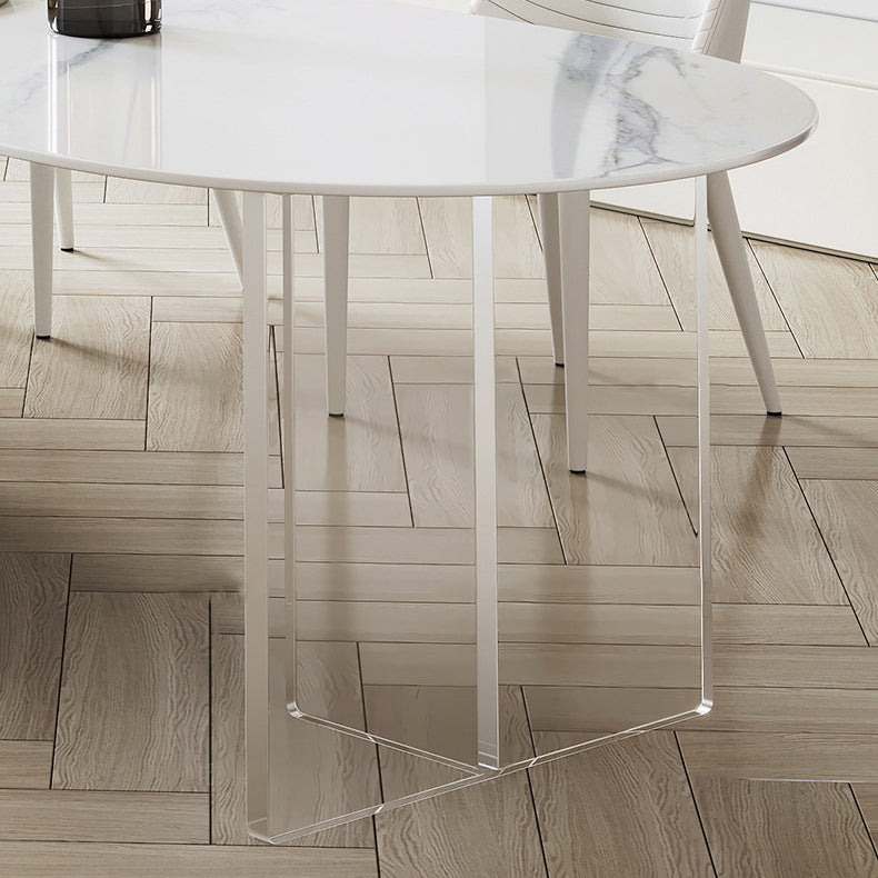 Acrylic Contemporary Free Form Dining Table Sintered Stone Top Table for Dining Room