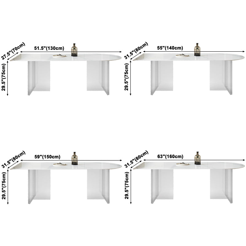 Acrylic Contemporary Free Form Dining Table Sintered Stone Top Table for Dining Room