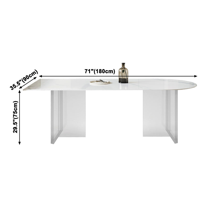 Acrylic Contemporary Free Form Dining Table Sintered Stone Top Table for Dining Room