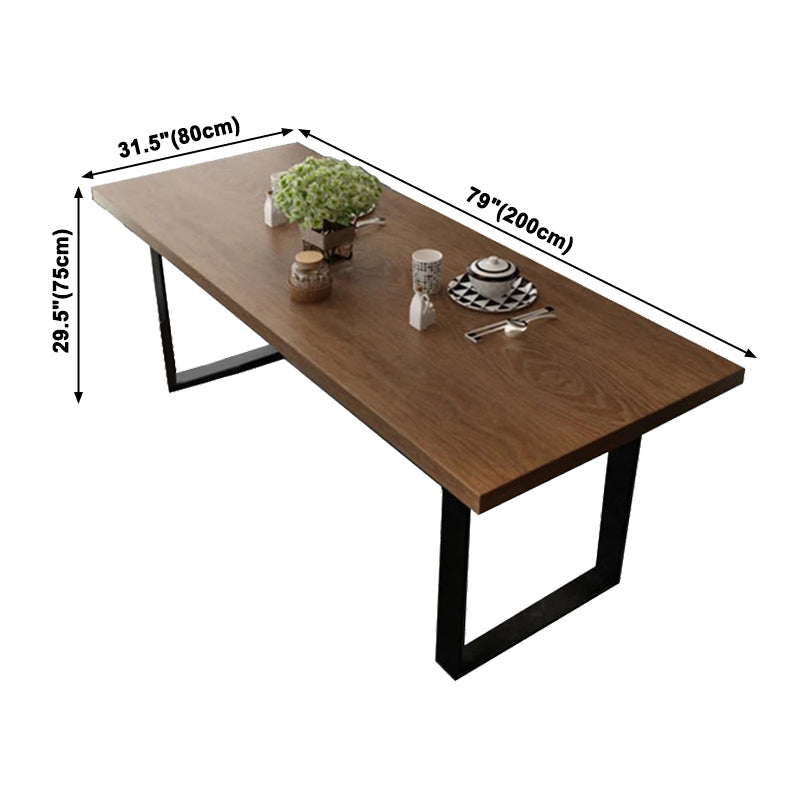 Rectangle Table Dining Table Industrial Dinner Room Solid Wood Table with Sled Base