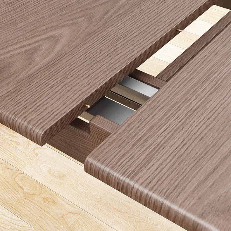 Rubberwood Rectangle Dining Table Extendable Table with Wooden Base and Legs