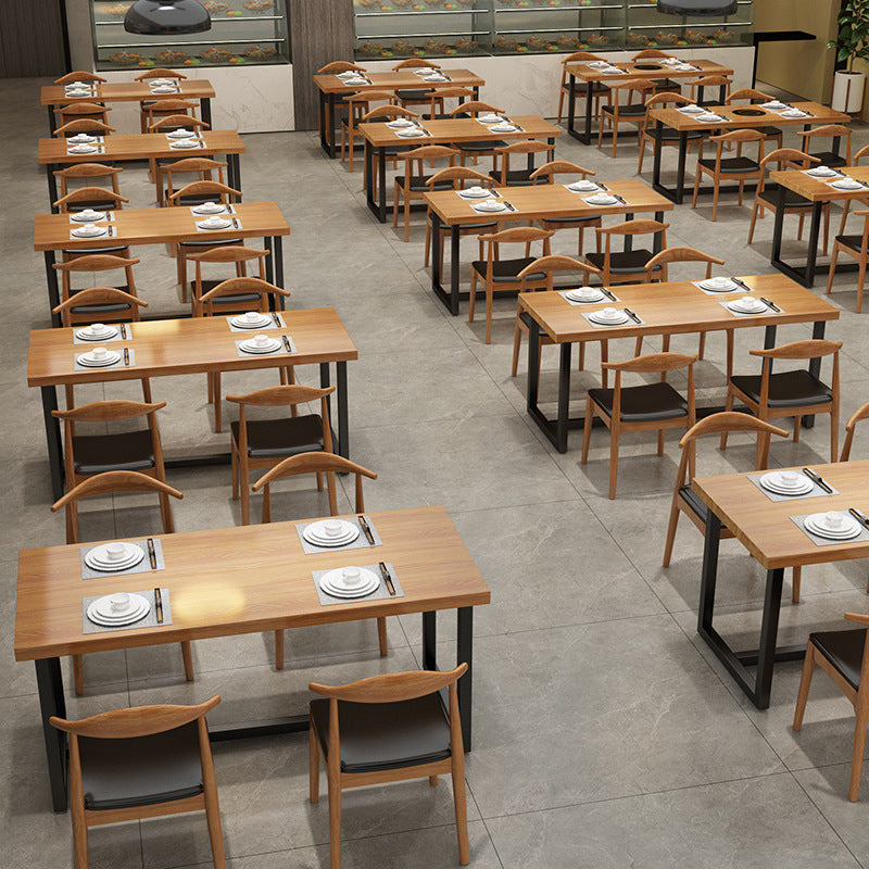 Industrial Rectangle Dining Table Solid Wood Table with Trestle Base for Home Kitchen Dinner