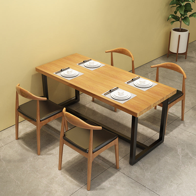 Industrial Rectangle Dining Table Solid Wood Table with Trestle Base for Home Kitchen Dinner