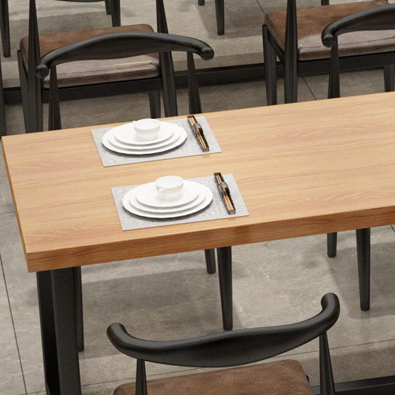 Industrial Rectangle Dining Table Solid Wood Table with Trestle Base for Home Kitchen Dinner