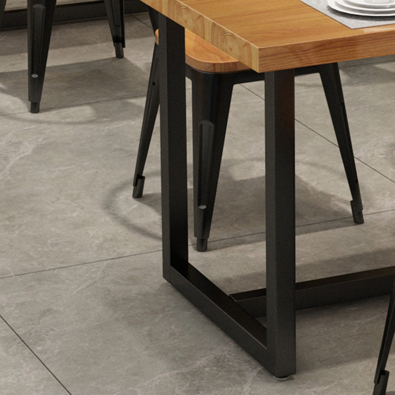 Industrial Rectangle Dining Table Solid Wood Table with Trestle Base for Home Kitchen Dinner