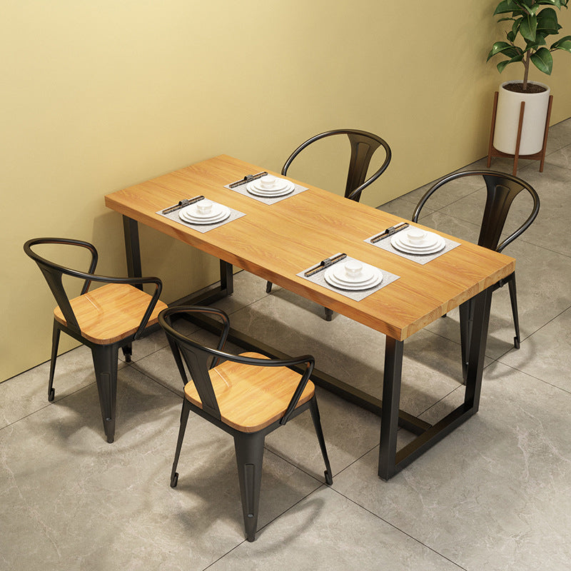 Industrial Rectangle Dining Table Solid Wood Table with Trestle Base for Home Kitchen Dinner
