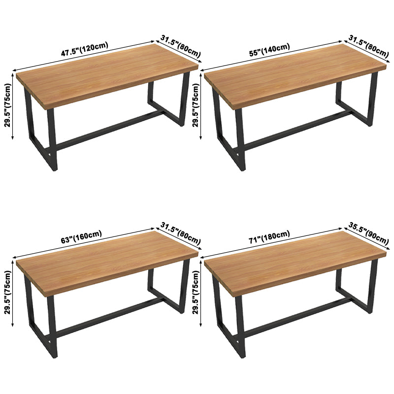 Industrial Rectangle Dining Table Solid Wood Table with Trestle Base for Home Kitchen Dinner