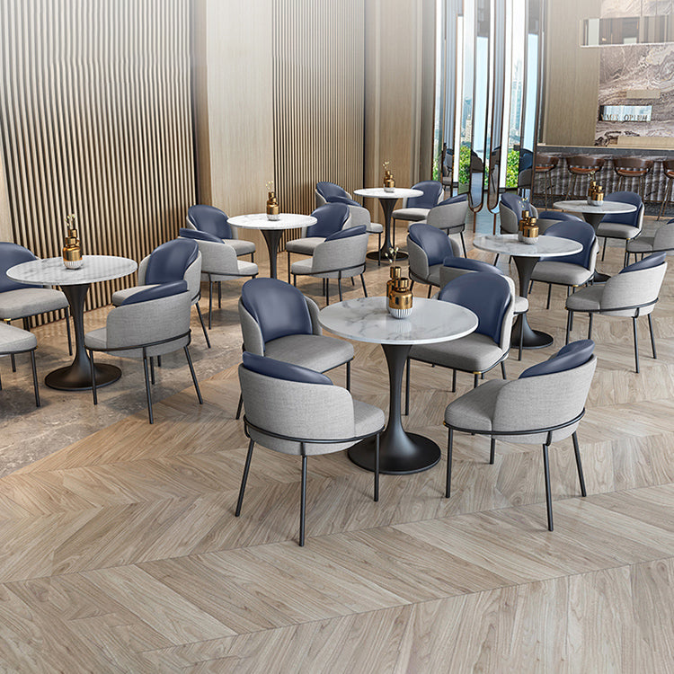 Metal Contemporary Round Dining Table Sintered Stone Dining Table with Pedestal Base