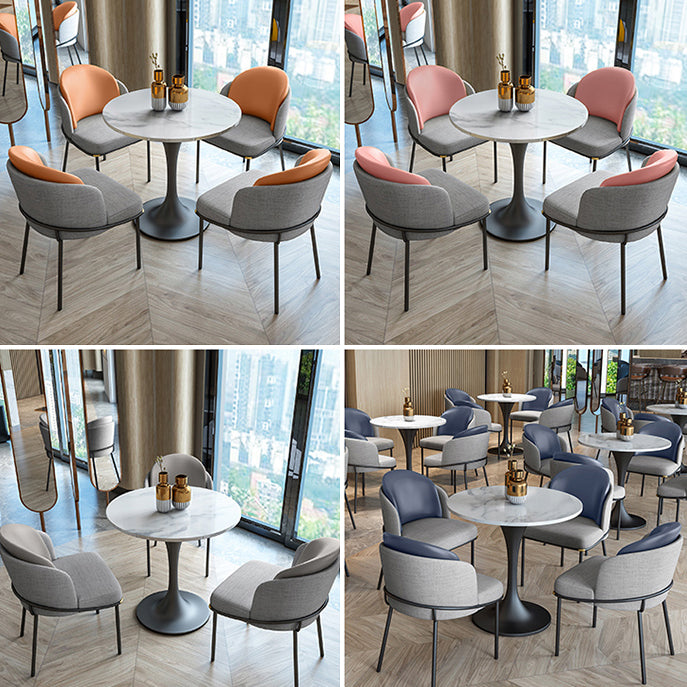 Metal Contemporary Round Dining Table Sintered Stone Dining Table with Pedestal Base