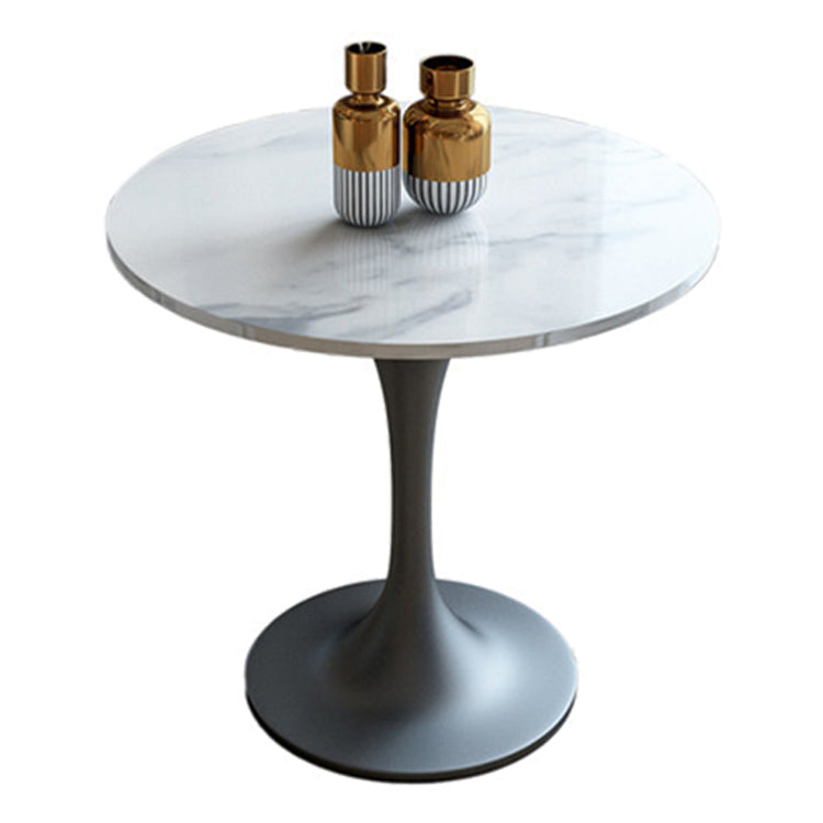 Metal Contemporary Round Dining Table Sintered Stone Dining Table with Pedestal Base