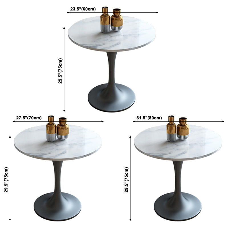 Metal Contemporary Round Dining Table Sintered Stone Dining Table with Pedestal Base