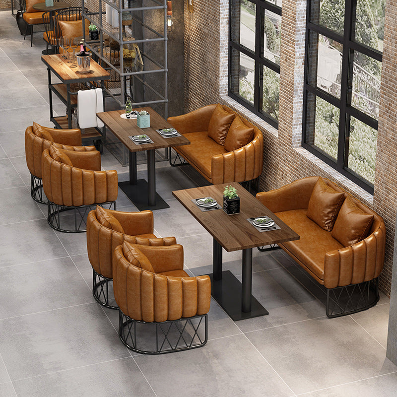 Industrial Dining Room Table Solid Wood Table with Black Base for Home Kitchen Dinner