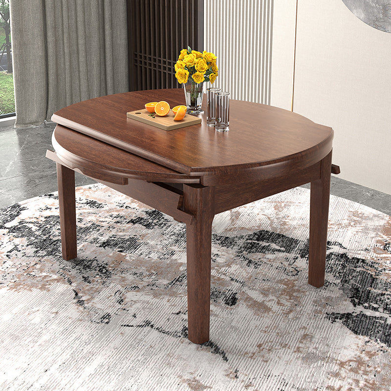 Table ronde en bois en bois en noyer extensible avec 4 jambes pour le restaurant