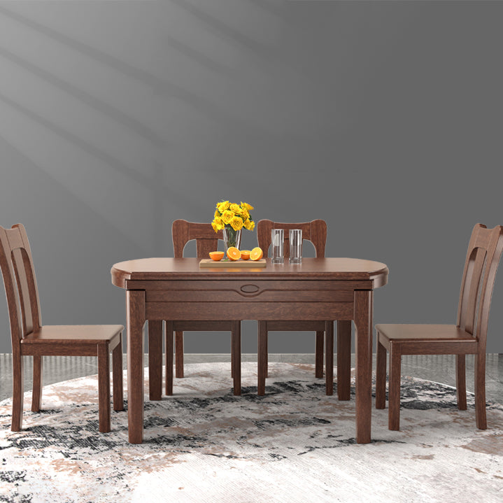 Table ronde en bois en bois en noyer extensible avec 4 jambes pour le restaurant