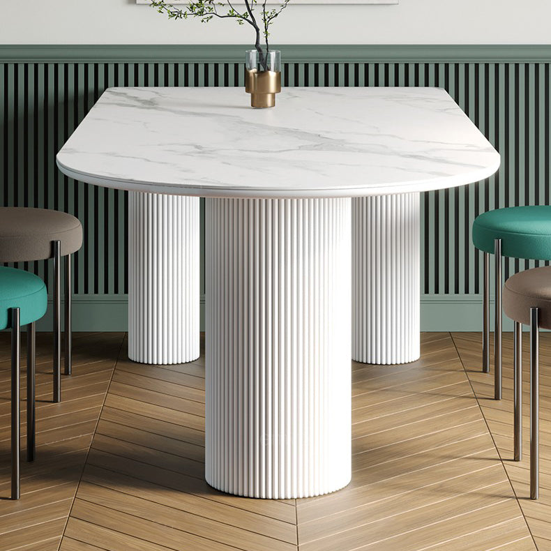 Metal Contemporary Free Form Table White Sintered Stone Table for Dining Room