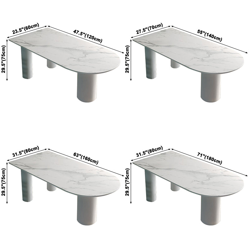 Metal Contemporary Free Form Table White Sintered Stone Table for Dining Room
